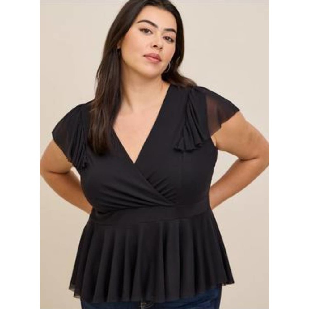 torrid Black Peplum Wrap Blouse